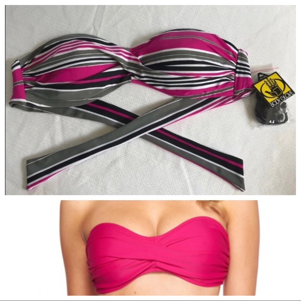 Body Glove Striped Twist Bandeau Bikini Top